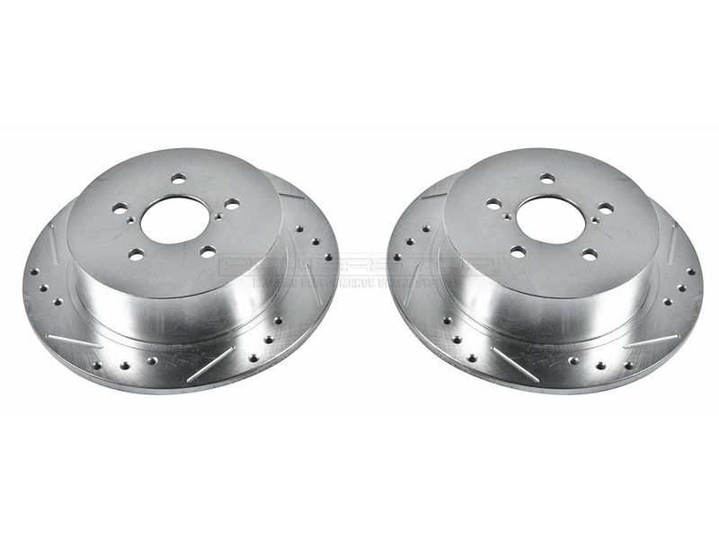 Power Stop JBR1783XPR Drilled & Slotted Rear Brake Rotors - Zinc Plated Performance Pair