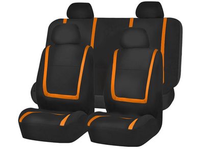 FH Group Unique Flat Cloth Seat Covers FB032114ORANGE-RT Havoc