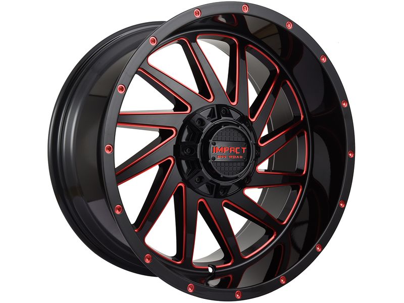 Impact OffRoad Gloss Black & Red 811 Wheels Havoc Offroad