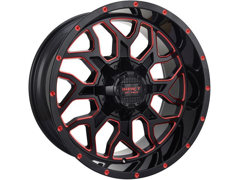 Impact OffRoad Gloss Black & Red 813 Wheels Havoc Offroad
