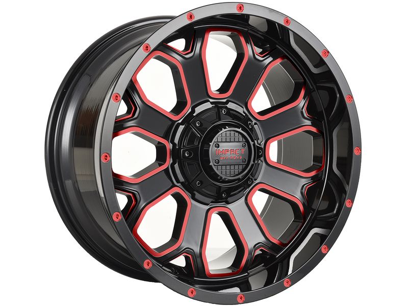Impact Off-Road Gloss Black & Red 818 Wheel 818GBR-21056-12 | Havoc Offroad