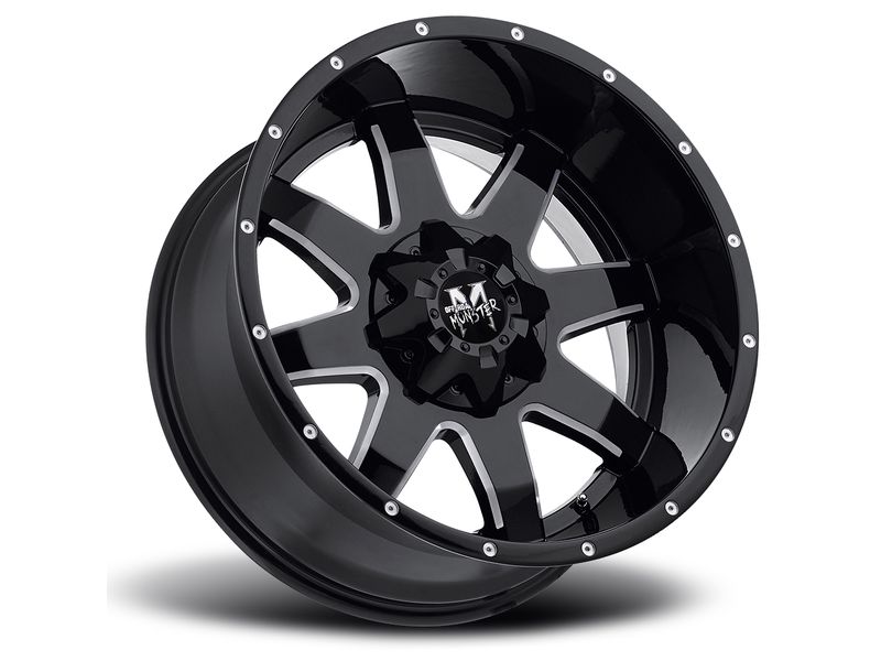Off-Road Monster Milled Gloss Black M08 Wheel M08212527N44GBML