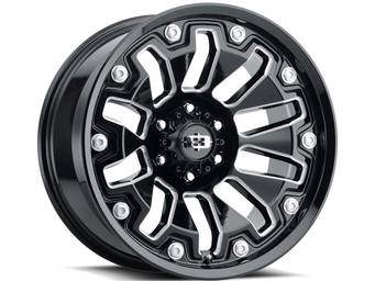Vision Milled Gloss Black Armor Wheels - Grey Bolts