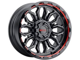 Weld Off-Road Gloss Black & Red Flare Wheel