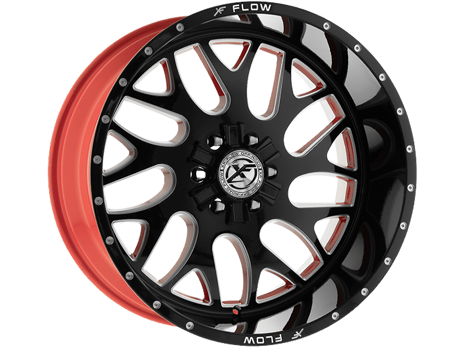 XF Flow Offroad Gloss Black & Red XFX-301 Wheels | Havoc Offroad